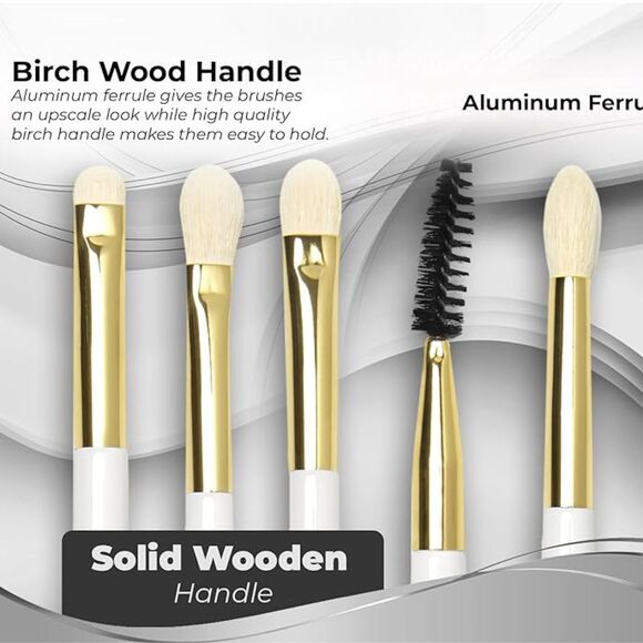 5-Piece Eye Shadow Brush Set – Blending, Smudge, Crease, Angled Liner & Spoolie - Picture 2 of 5